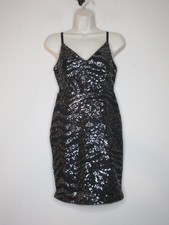 Guess Women's Black Sequined V Neck Strappy Mini Dress SM B86