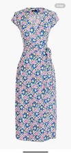NWT J.Crew size S midi wrap dress in floral print belted viscose blend