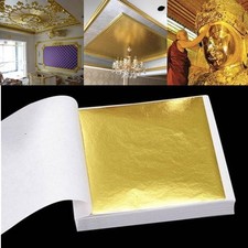 100 Sheets 24k Pure Genuine Edible Gold Leaf Foil Sheet Gold Food Decorations