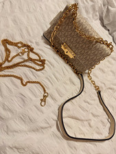 Michael Kors Monogram Beige Crossbody Bag Gol...