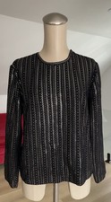 St. John Evening by Mary Gray Black/Gold Embel Top Sweater Sz 8