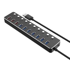 7 Port USB3.0 Hub Splitter Multiple Adapter High Speed For PC Laptop Mac Desktop