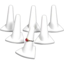 6 White Rubber Ring Finger Jewelry Displays 2" x 2 1/8"