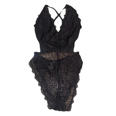 Lulus Black Small Lace Bodysuit Lingerie Romantic Whimsigoth Goth Dark Fairy
