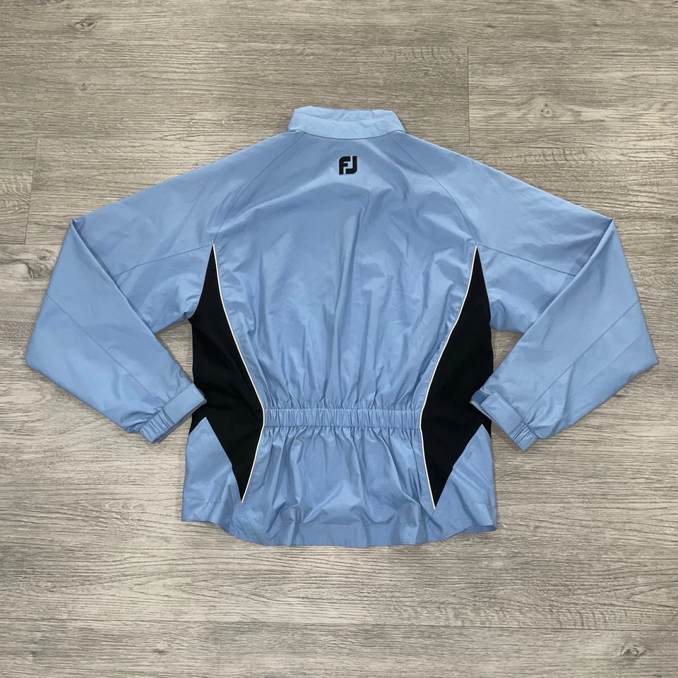 Jaqueta FootJoy Feminina Pequena Azul Preta DryJoys Golfe Impermeável Quebra-Vento Zíper - Imagem 3 de 4