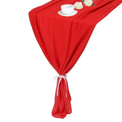 2 Stück Roter Chiffon Tischläufer 10FT 27,5" x 118" romantische Tischdekoration - Bild 1 von 4