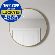 600 x 600mm Brushed Brass Wall Mounted Bathroom Mirror Framed Round Design