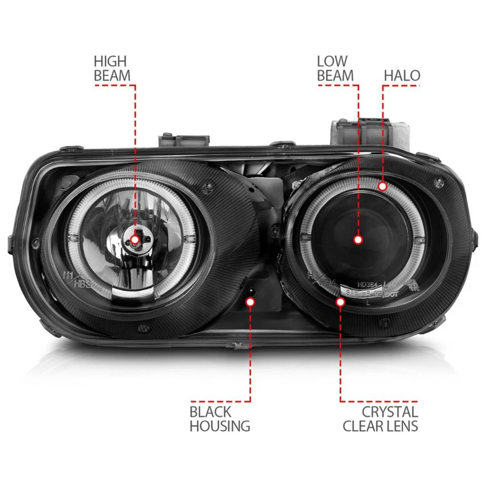 Faro izquierdo y derecho Anzo 121003 para Acura Integra 1994-1997 carcasa negra Foto 3 de 4