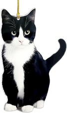 Tuxedo Cat Christmas Ornament - Realistic 2D Cats Ornaments for Christmas Tree D
