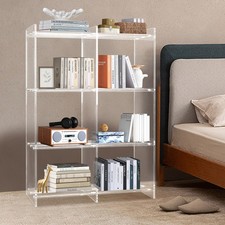 Bookshelf 3 Tier Storage Shelf Bookcase Open Acrylic Magazine Organizer Home