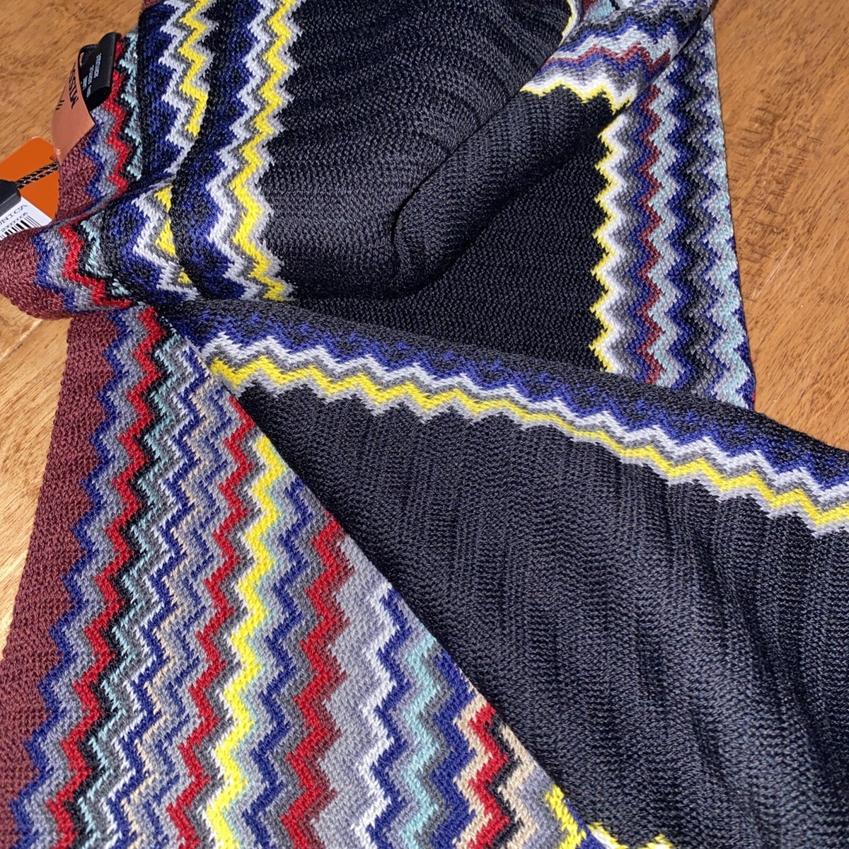 Missoni Multicolor Zigzag Knit Scarf with Bright Accent Stripes Missoni Scarf Multi Color Chevron Design - Women Designer  main image 3