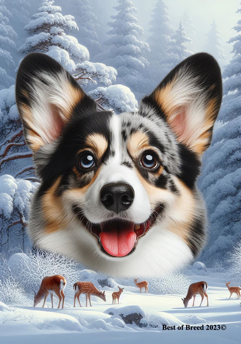 Corgi Cardigan Blue Merle Winter Wonderland Flag | eBay