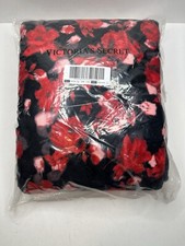 Victoria's Secret Blanket Sherpa Throw 50 x 60 Flower Roses Floral Red Pink NEW