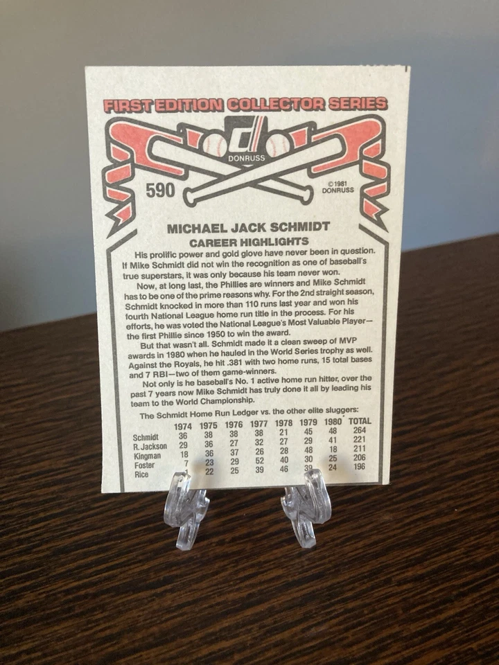 1981 Donruss Mike Schmidt #590 Philadelphia Phillies Rare Miscut Error HOF GOAT - Image 2 of 2