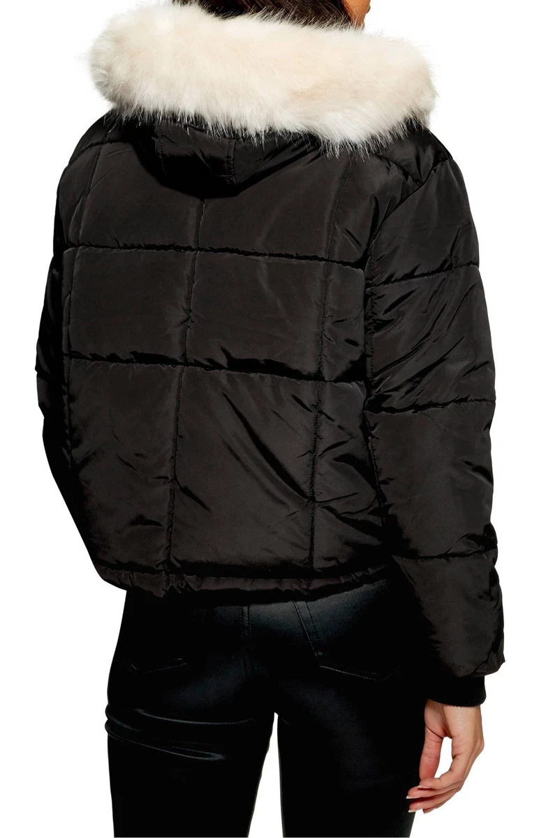 NORDSTROM TOPSHOP Faux Fur Lined Quilted Puffer Jacket PARKA