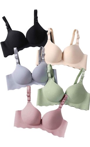 Pack of 5,Women Comfort No Wire Bras Seamless No Show Bra Pack 32C Mkl-mix2