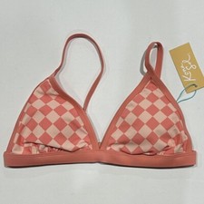 Women's Triangle Bikini Top - Kona Sol Checkered Pink XL 16/18