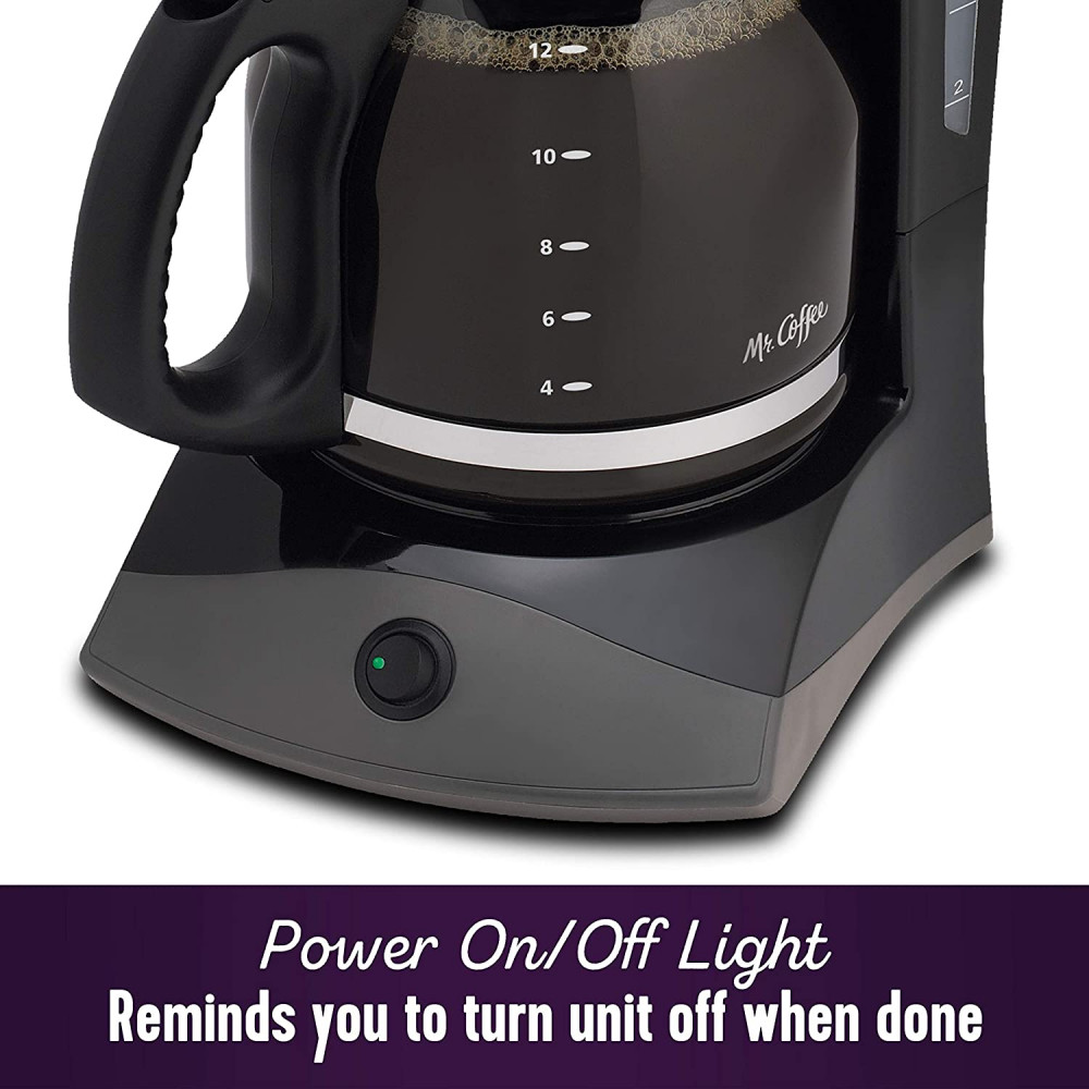 Mr. Coffee Maker with Auto Pause and Glass Carafe, 12 Cups, Black 