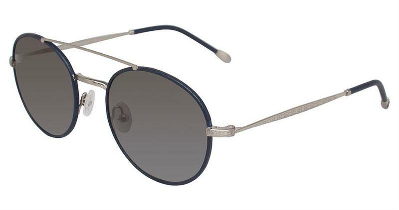 John Varvatos Sunglasses V799 52mm Navy Blue Leather Silver Grey