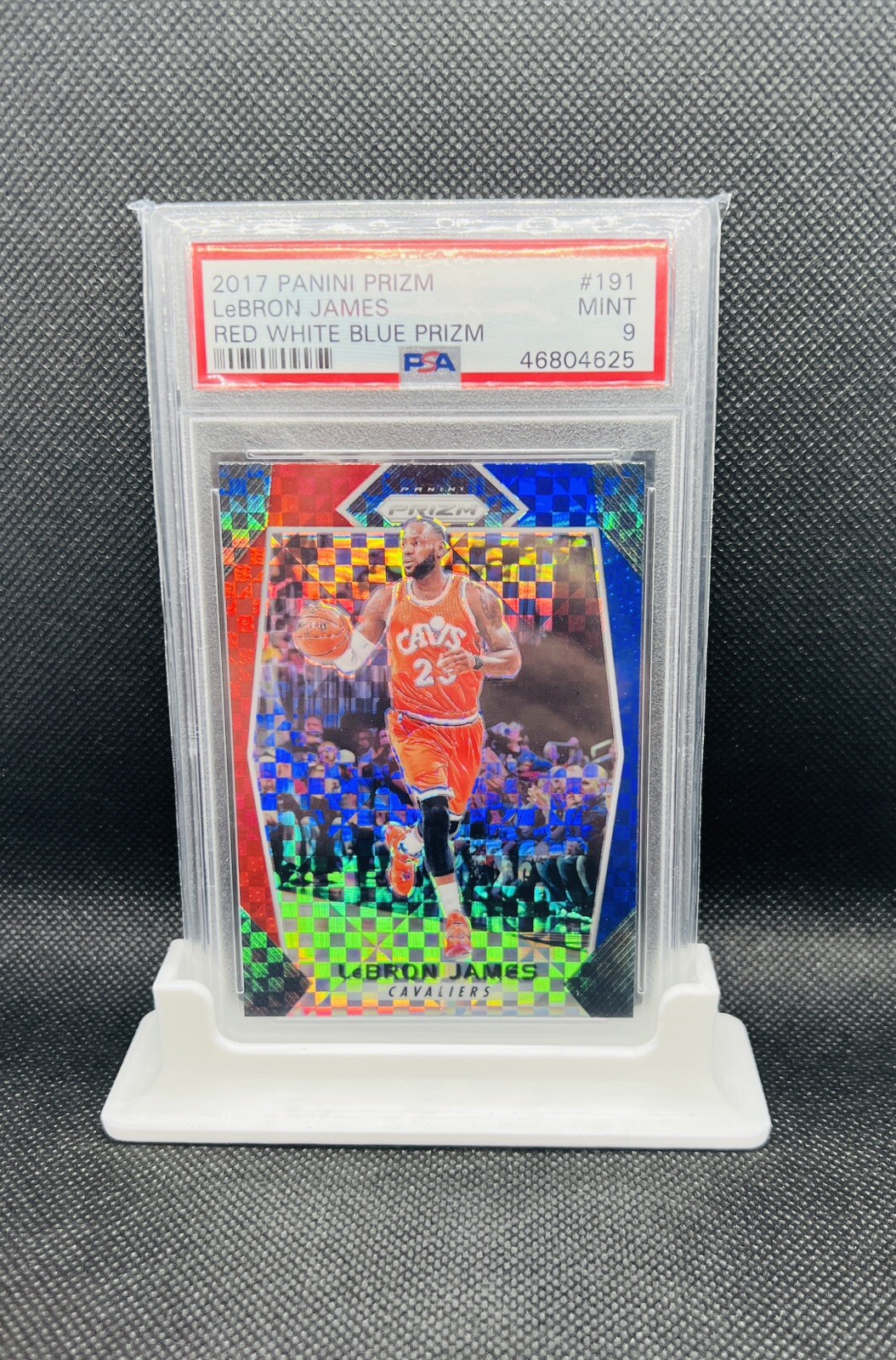 2017-18 Panini Prizm Lebron James Red White Blue PSA 9 Mint