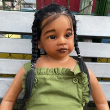 30" Reborn Baby Doll Artist Toddler Girl Hand-Rooted Hair Already Finished Doll