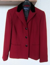Evan-Picone Blazer Cranberry Red w black velveteen collar, lined Size 8