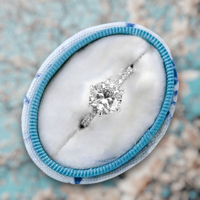 Diamond Ring Engagement Gold Lab Grown 18K White IGI Round Cut 1.50 Carat