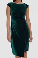 Vince Camuto Women's Green Velvet Cap Sleeve Bodycon Dress Size 8