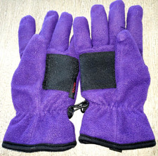 girls PURPLE FLEECE WINTER GLOVES ONE SIZE FITS MOST 8 INCH LONG GRIPPER PALMS