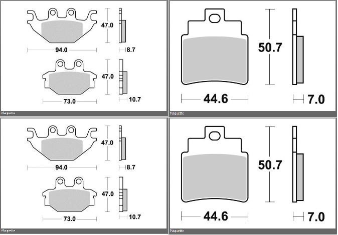 Plaquettes de frein avant Kymco MXU 250 et Maxxer 300 en métal fritté