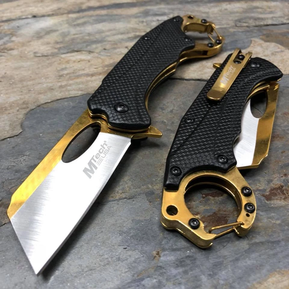 CUCHILLO ASISTIDO POR RESORTE MTECH USA MANGO ALUMINIO ANODIZADO 4.25" - NEGRO Foto 3 de 4