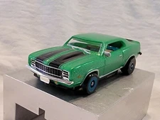1969 Z-28 Camaro NU-RORA Green/Black  ho slot car with a TFX chassis 