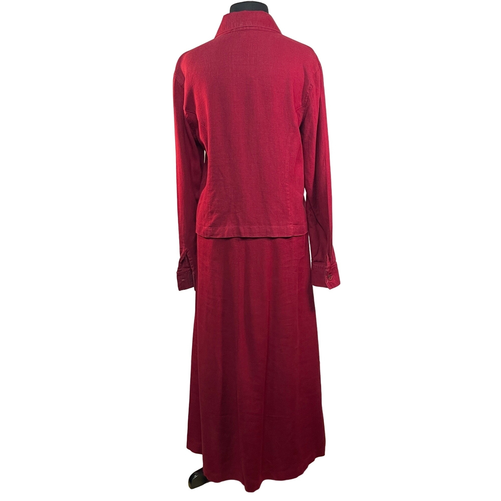 Basic Threads Red Linen Blend 2 pc Skirt Set Top … - image 5