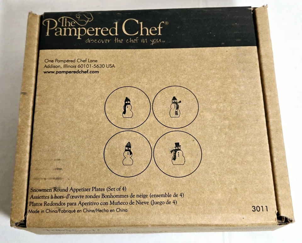 Pampered Chef Snowmen Round Appetizer Plates - Image 2 of 2