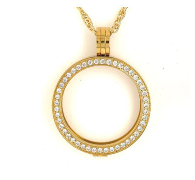 Narcotics Anonymous - NA / AA  Bling Medallion Holder With Chain Gold Plated