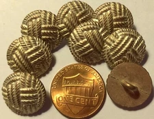 8 Domed Copper Tone Metal Shank Buttons White Accent Almost 5/8" 15mm 6894