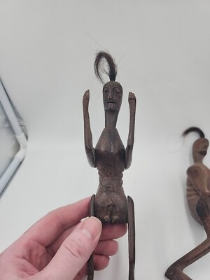 HandCarved Female MaleAfrican Tribal Fertility Doll Reticulated Arms Legs Lizard