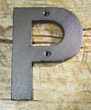 Cast Iron Industrial LETTER P Sign Rustic Brown 5" tall Alphabet