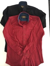 Lot Of 2 Vintage RALPH LAUREN Chaps Dress Shirts Black Pale Red Size 15 32-33