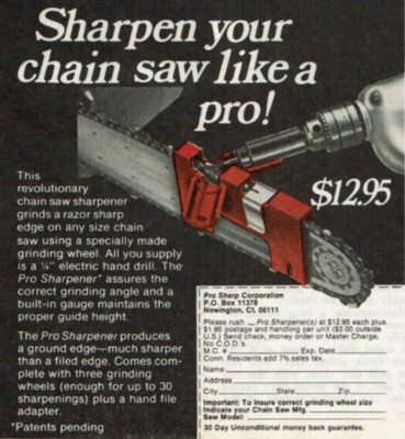 1978 Vintage Print Ad Pro Sharp Corporation Sharpen your chain saw like a pro!