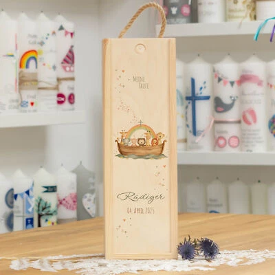 meinkerzenshop® Aufbewahrungsbox mit Designdruck RÜDIGER mit Arche Noah - Taufke