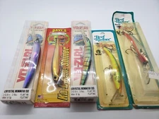 Vintage Minnow Jerkbait Lot (5) Yo-Zuri Reef Runner Daves Walleye Runner In Box