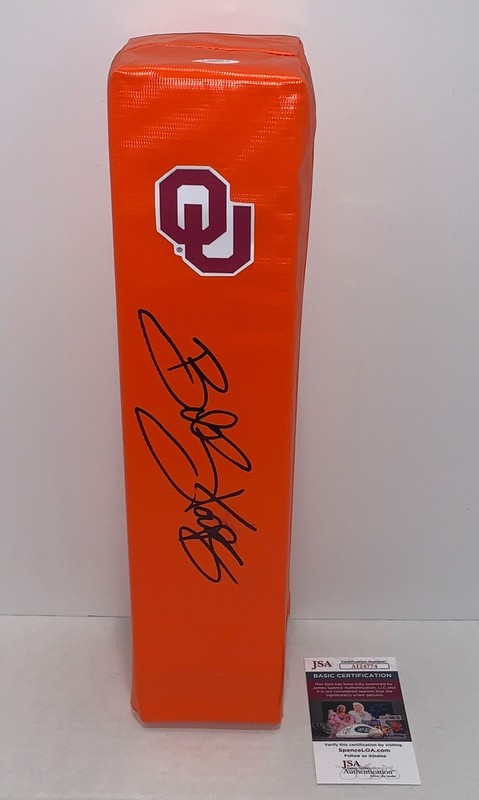 BOB STOOPS SIGNED TOUCHDOWN PYLON OKLAHOMA SOONERS JSA COA