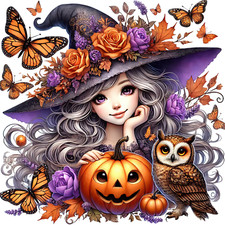 Wall Decal Sticker Halloween Moon Witch Wall Sticker 18X18cm Large