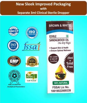 Brown & White Herbal Sandalwood Oil (One-drop MAGIC) with Carom, Linseeds 25ml