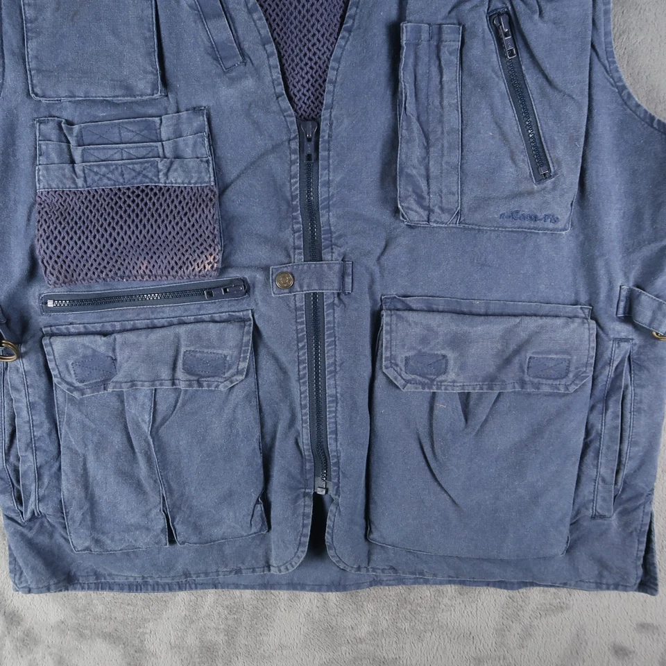 Pro Cam-Fis Travel & Adventure Utility Vest Faded Blue Men's L 100% Cotton - Image 4 of 4