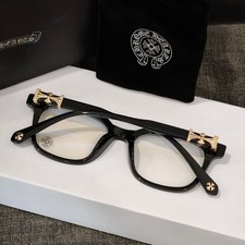 Chrome Style Heart/s Glasses Classic Icon Unisex Eyewear Black Gold Frame +Case