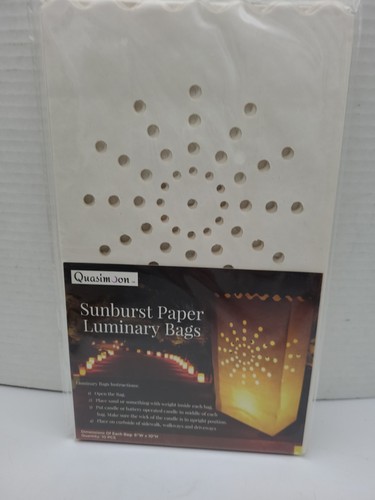 Lot 90 Paper Luminary Bags White Starburst Design With Tealights - Picture 3 of 6