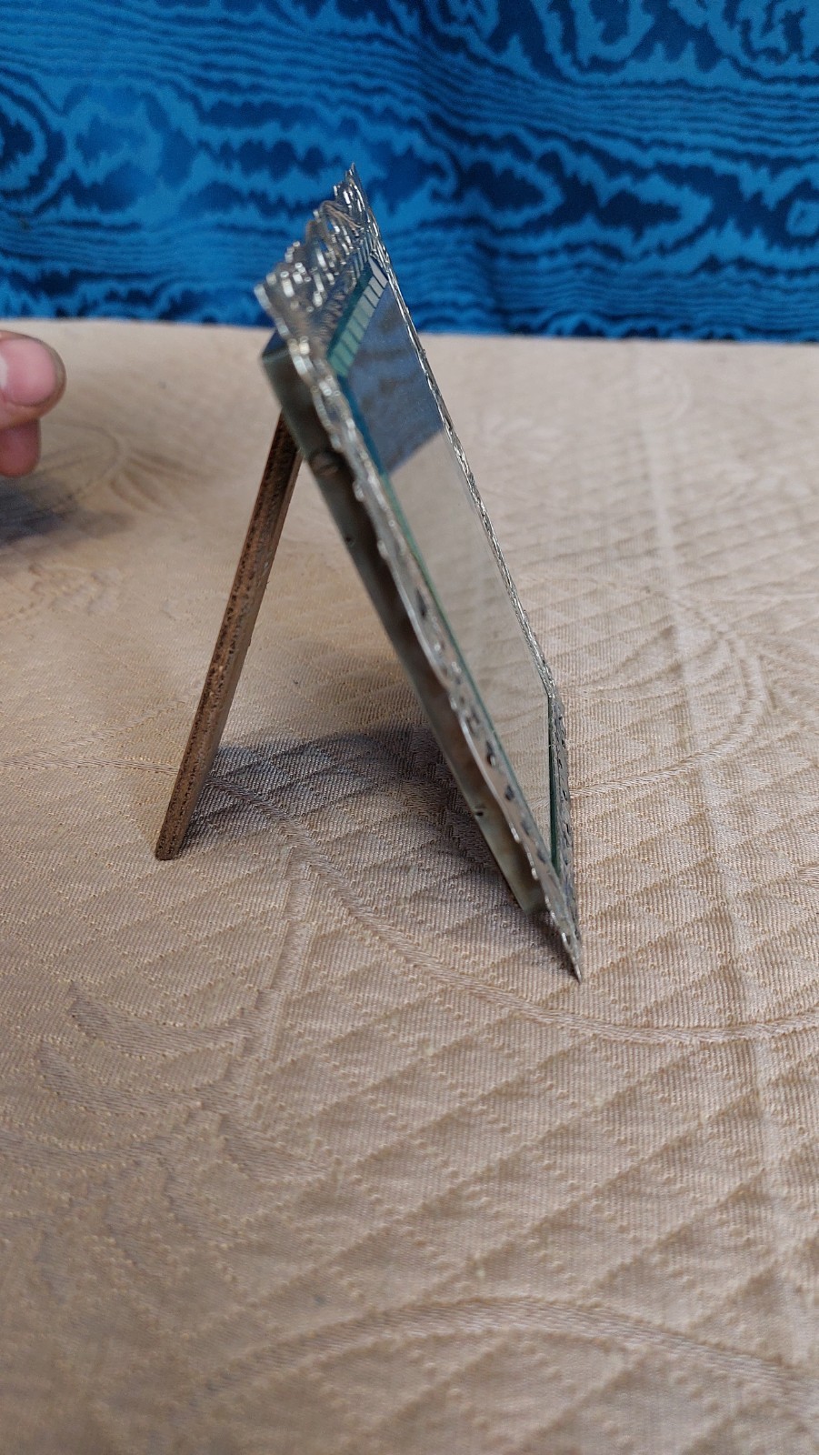 Antique Perforated and Engraved Silver Photo Frame With Ground Glass 