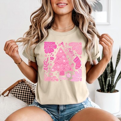 Merry Christmas Christmas Holidays Damen T-Shirt Festliche Grafik Tee